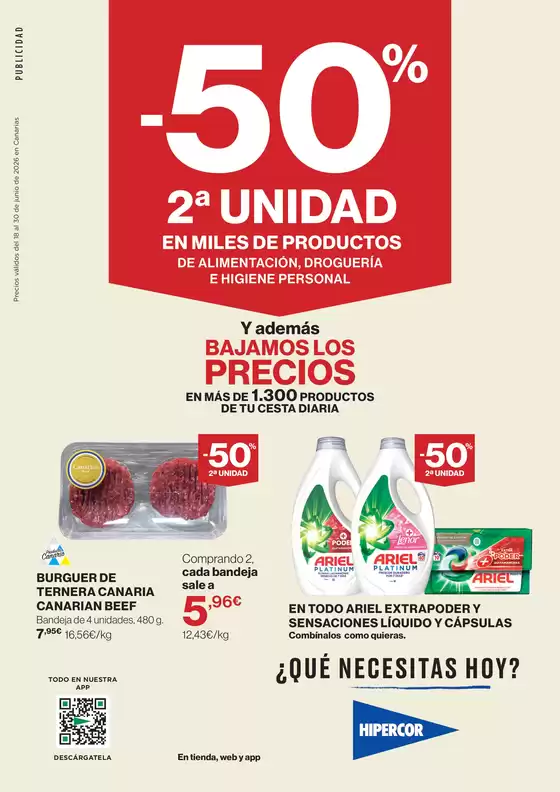 Catálogo Hipercor en Sauzal | -50% en la 2ª unidad en miles de productos | 2026-06-18T00:00:00.000Z - 2026-06-30T00:00:00.000Z