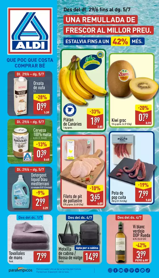 Catálogo ALDI en Nulles | Qué poco cuesta comprar bien | 2026-06-29T00:00:00.000Z - 2026-07-05T00:00:00.000Z