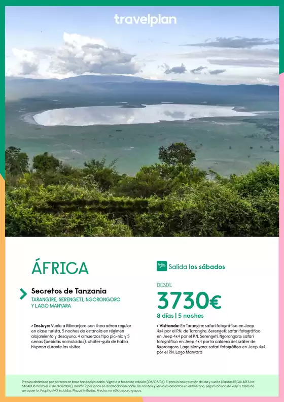 Catálogo Travelplan en Coria del Río | Tanzania desde 3730€ | 2026-07-06T00:00:00.000Z - 2026-12-12T00:00:00.000Z