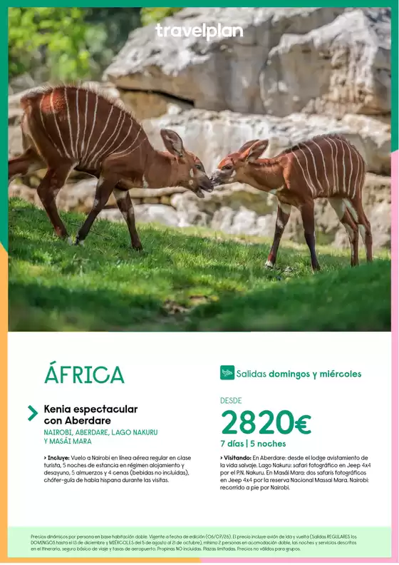 Catálogo Travelplan en Coria del Río | Kenia espectacular con Aberdare | 2026-08-05T00:00:00.000Z - 2026-12-13T00:00:00.000Z
