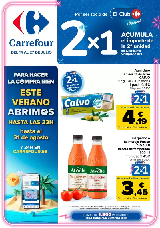 Catálogo Carrefour en Benirredrà | 2X1 ACUMULA CLUB + 2ªUD. AL -70% | 2026-07-14T00:00:00.000Z - 2026-07-27T00:00:00.000Z