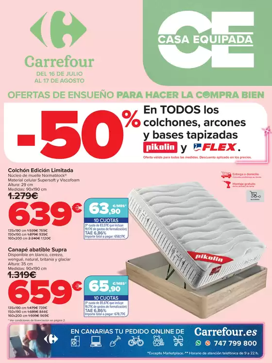Catálogo Carrefour en Logroño | EQUIPA TU VIVIENDA - COLCHONES | 2026-07-16T00:00:00.000Z - 2026-08-17T00:00:00.000Z