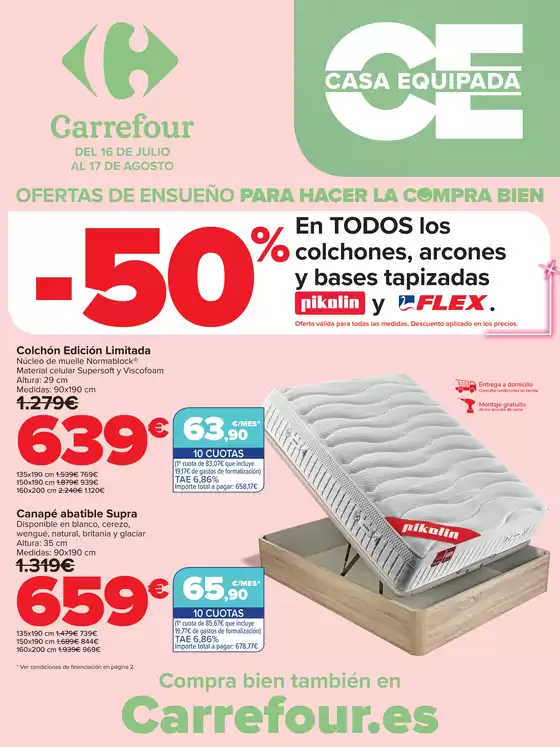 Catálogo Carrefour en Villamediana | EQUIPA TU VIVIENDA - COLCHONES | 2026-07-16T00:00:00.000Z - 2026-08-17T00:00:00.000Z