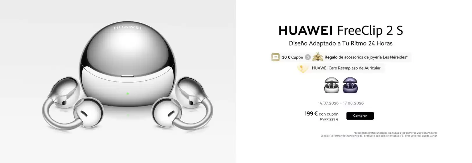 Catálogo Huawei | Huawei Freeclip 2 S | 2026-07-20T00:00:00.000Z - 2026-08-17T00:00:00.000Z
