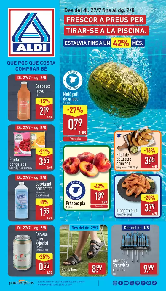 Catálogo ALDI en Gósol | Qué poco cuesta comprar bien | 2026-07-27T00:00:00.000Z - 2026-08-02T00:00:00.000Z