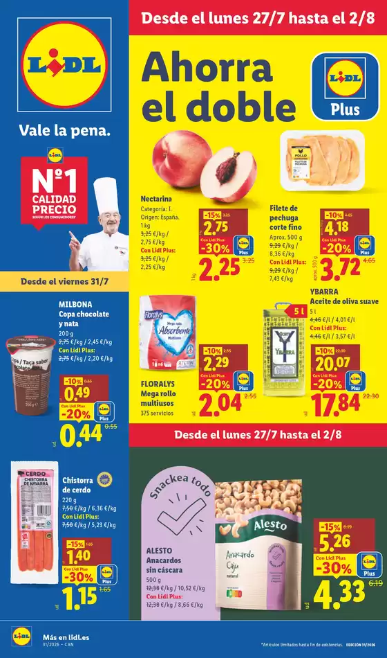 Catálogo Lidl en La Palma | № 1 PRECIO - Ofertas válidas del 27/07 al 02/08 | 2026-07-27T00:00:00.000Z - 2026-08-02T00:00:00.000Z
