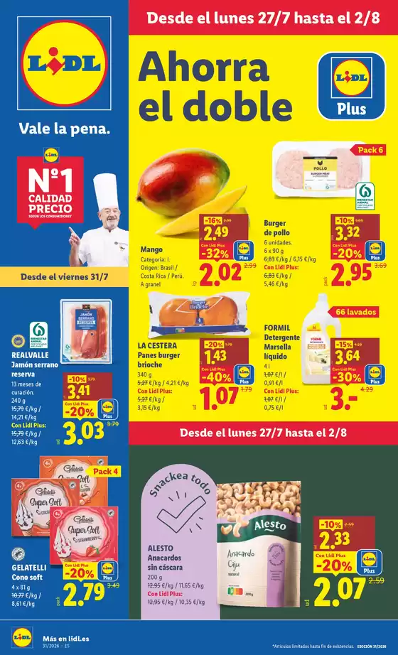 Catálogo Lidl en Hinojosas de Calatrava | № 1 PRECIO - Ofertas válidas del 27/07 al 02/08 | 2026-07-27T00:00:00.000Z - 2026-08-02T00:00:00.000Z