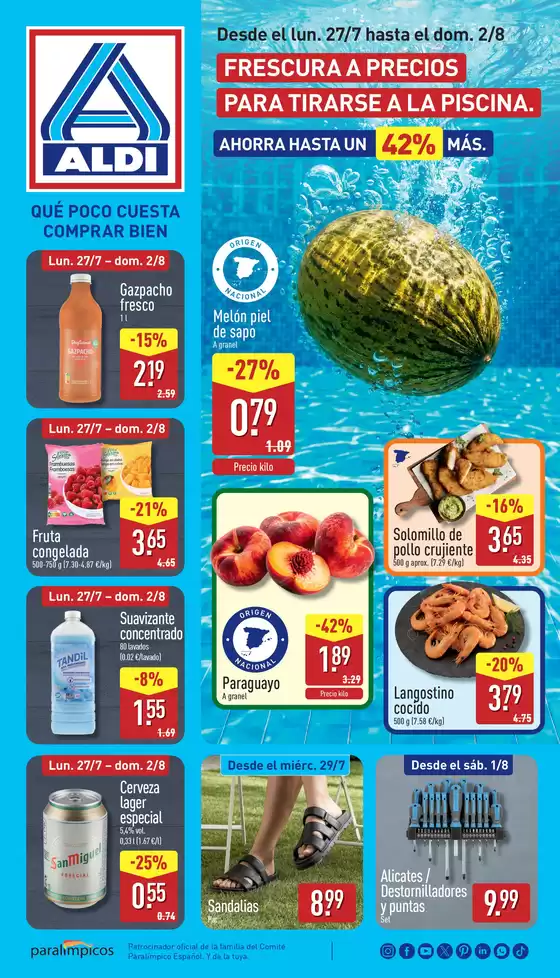 Catálogo ALDI en Santa Cruz de Bezana | Frescura a precios para tirarse a la piscina | 2026-07-29T00:00:00.000Z - 2026-08-02T00:00:00.000Z