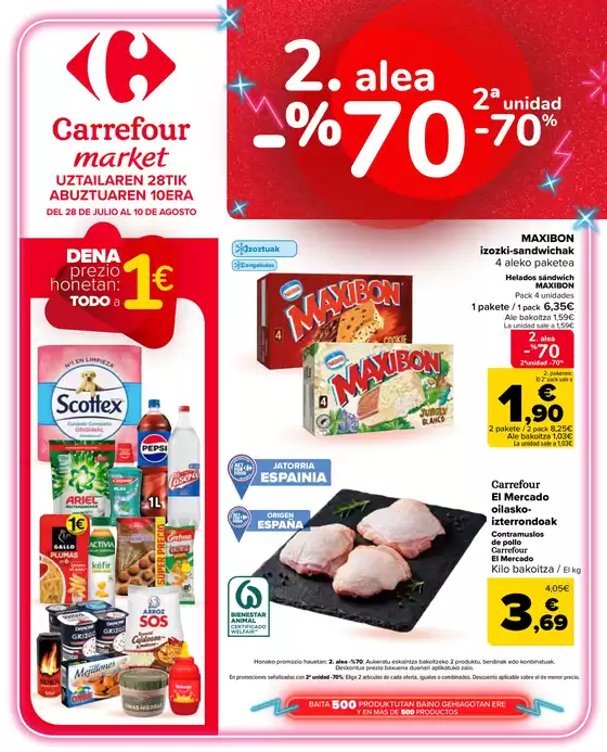 Catálogo Carrefour Market en Llacuna | 2. alea -70% | 2026-07-28T00:00:00.000Z - 2026-08-10T00:00:00.000Z