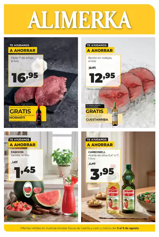 Catálogo Alimerka en Sollana | Semanal del 3 al 9 de agosto Castilla y León | 2026-08-03T00:00:00.000Z - 2026-08-09T00:00:00.000Z
