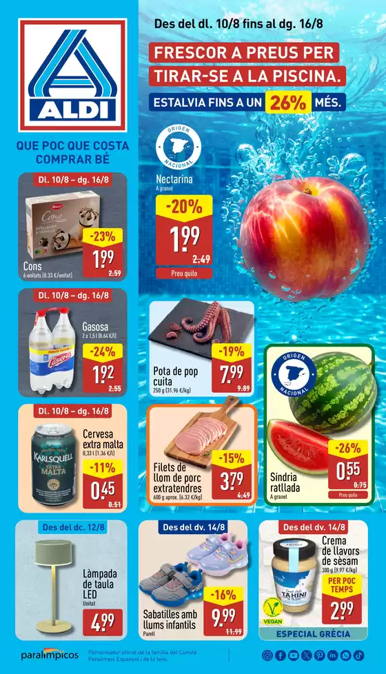 Catálogo ALDI en Collbató | Qué poco cuesta comprar bien | 2026-08-10T00:00:00.000Z - 2026-08-16T00:00:00.000Z