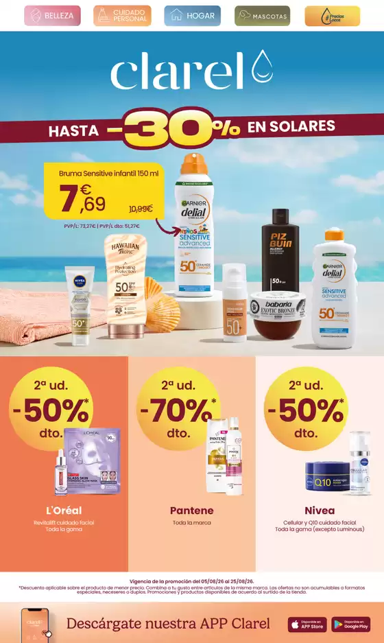Catálogo Clarel | Hasta 30% En Solares | 2026-08-05T00:00:00.000Z - 2026-08-25T00:00:00.000Z