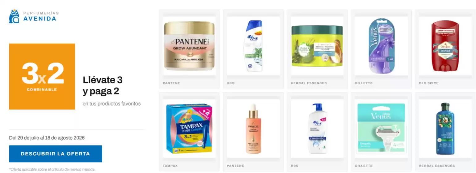 Catálogo Perfumerías Avenida | Llévate 3 Y Paga 2 En Tus Productos Favoritos | 2026-08-05T00:00:00.000Z - 2026-08-18T00:00:00.000Z