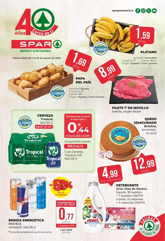 Catálogo SPAR Gran Canaria | Oferta válida del 7 al 20 de agosto de 2026 | 2026-08-07T00:00:00.000Z - 2026-08-20T00:00:00.000Z