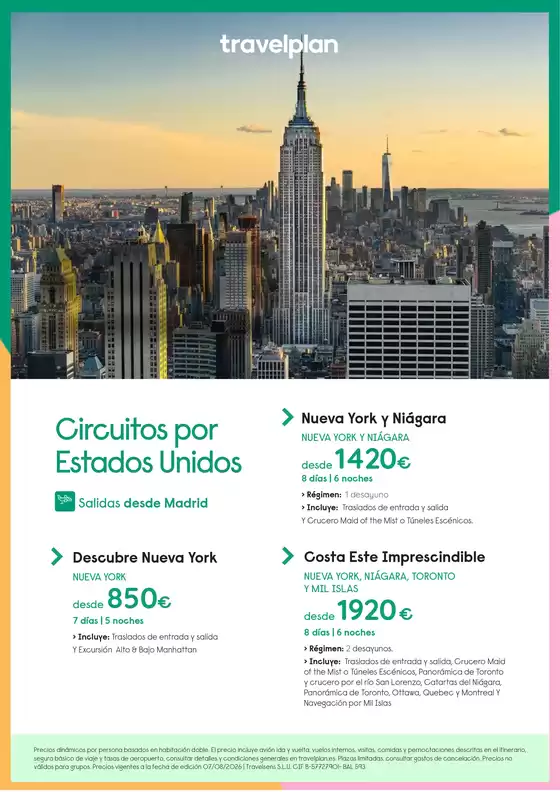 Catálogo Travelplan en Aldea del Cano | Circuitos por Estados Unidos | 2026-08-07T00:00:00.000Z - 2026-08-31T00:00:00.000Z