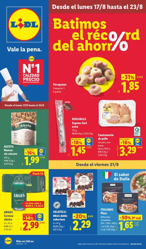 Catálogo Lidl | № 1 PRECIO - Ofertas válidas del 17/08 al 23/08 | 2026-08-17T00:00:00.000Z - 2026-08-23T00:00:00.000Z