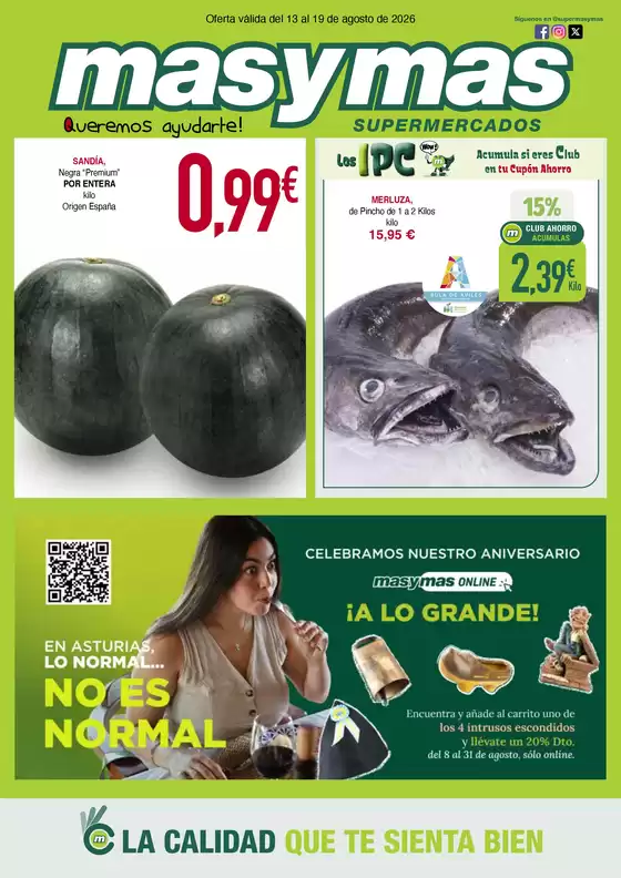 Catálogo Masymas en pinoso | Oferta válida del 13 al 19 de agosto de 2026 | 2026-08-13T00:00:00.000Z - 2026-08-19T00:00:00.000Z