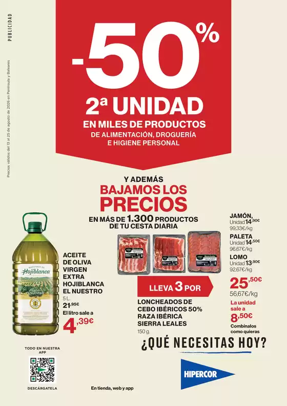 Catálogo Hipercor | -50% 2ª Unidad En Miles De Productos | 2026-08-13T00:00:00.000Z - 2026-08-25T00:00:00.000Z