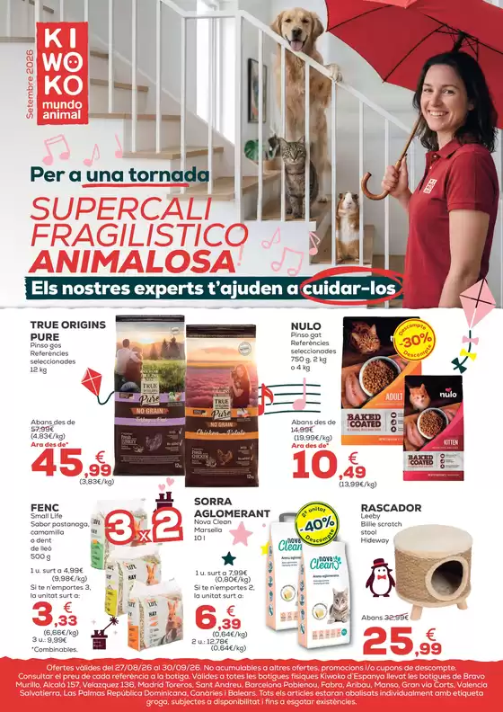 Catálogo Kiwoko | Per una tornada supercalifragilisticoanimalosa! | 2026-08-27T00:00:00.000Z - 2026-09-30T00:00:00.000Z