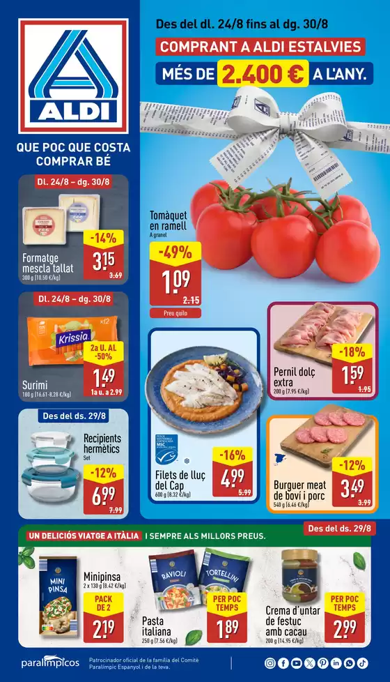 Catálogo ALDI en Vilafranca del Penedes | Qué poco cuesta comprar bien | 2026-08-24T00:00:00.000Z - 2026-08-30T00:00:00.000Z