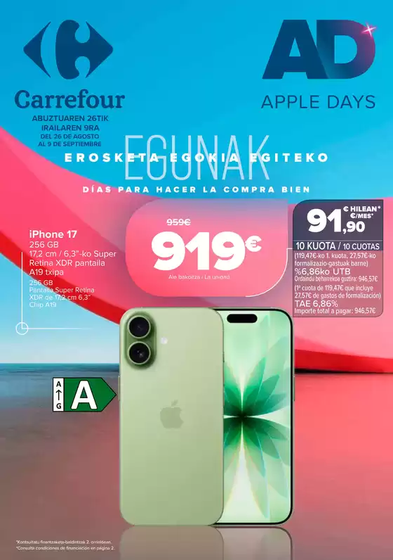 Catálogo Carrefour en Lezo | APPLE DAYS | 2026-08-26T00:00:00.000Z - 2026-09-09T00:00:00.000Z