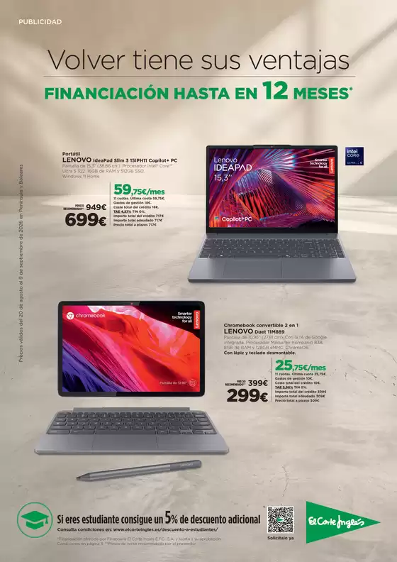 Catálogo El Corte Inglés | Volver tiene sus ventajas | 2026-08-20T00:00:00.000Z - 2026-09-09T00:00:00.000Z