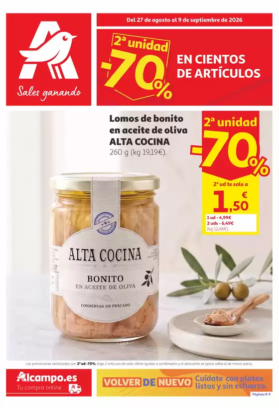 Catálogo Alcampo | 2ª Unidad -70% En Cientos De Artículos | 2026-08-27T00:00:00.000Z - 2026-09-09T00:00:00.000Z