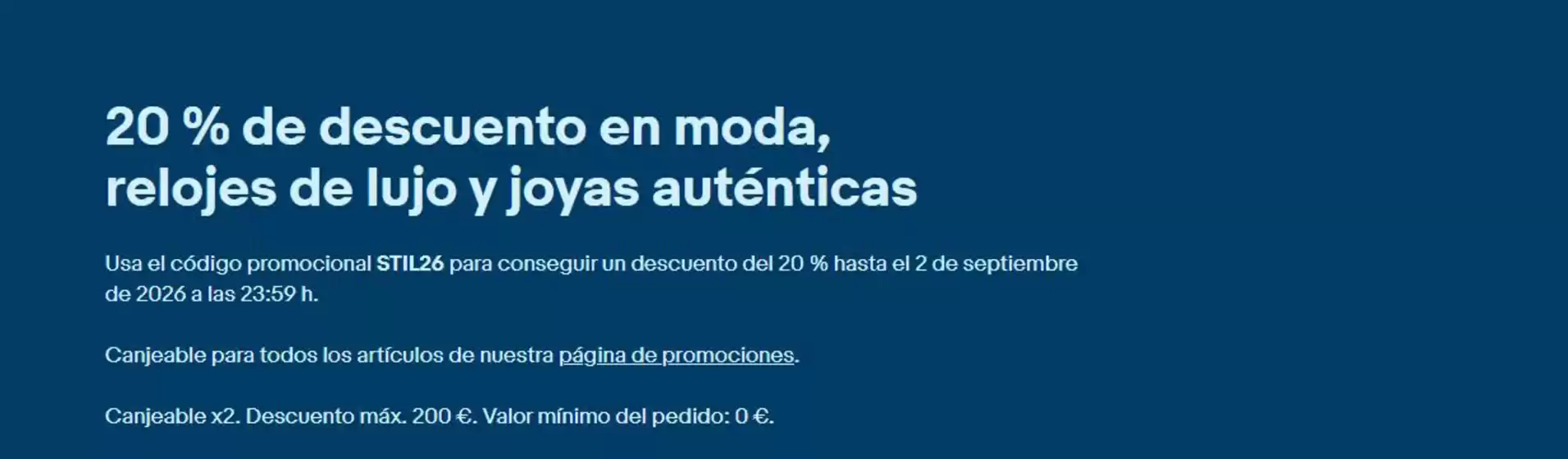 Catálogo eBay | 20 % de descuento en moda, relojes de lujo y joyas auténticas | 2026-08-20T00:00:00.000Z - 2026-09-02T00:00:00.000Z