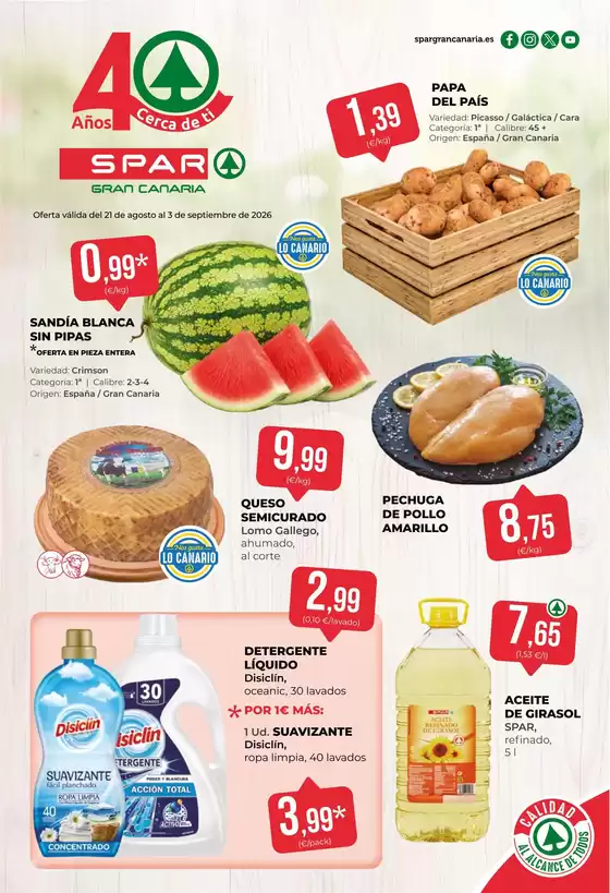 Catálogo SPAR Gran Canaria | Oferta válida del 21 de agosto al 3 de septiembre de 2026 | 2026-08-21T00:00:00.000Z - 2026-09-03T00:00:00.000Z