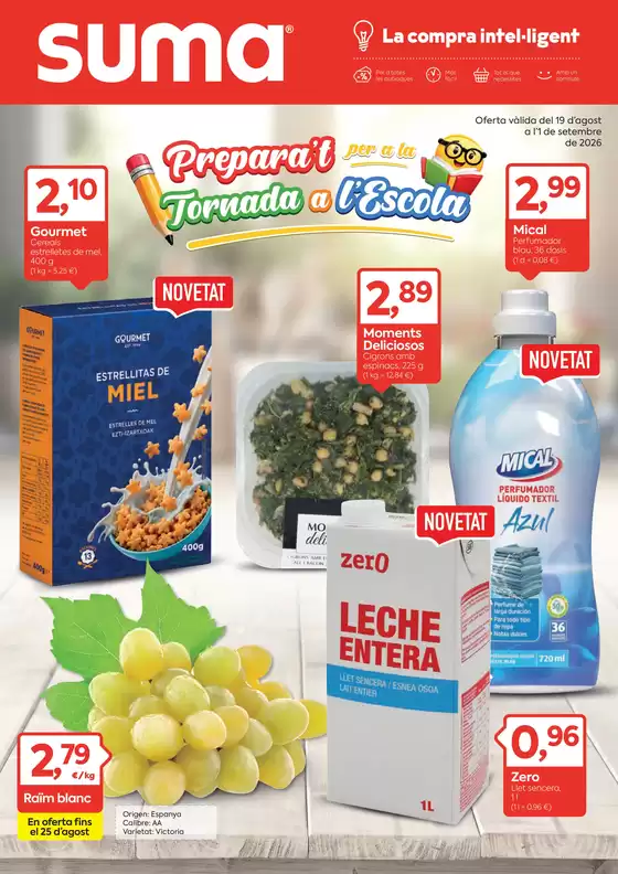 Catálogo Suma Supermercados en Montesinos | Prepara't per a la tornada a l'escola | 2026-08-19T00:00:00.000Z - 2026-09-01T00:00:00.000Z