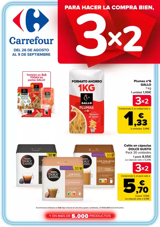 Catálogo Carrefour | 3x2 + 50% QUE VUELVE | 2026-08-26T00:00:00.000Z - 2026-09-09T00:00:00.000Z