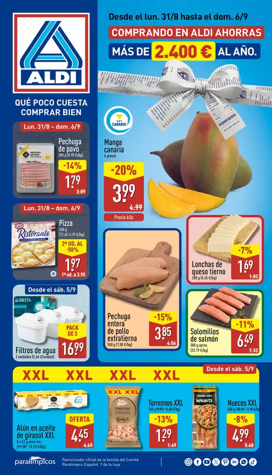 Catálogo ALDI en Telde | ¡Qué poco cuesta comprar bien! | 2026-08-31T00:00:00.000Z - 2026-09-06T00:00:00.000Z
