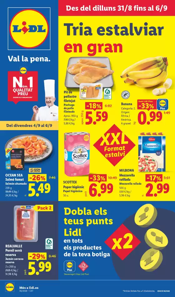 Catálogo Lidl en Alguaire | № 1 PRECIO - Ofertas válidas del 31/08 al 06/09 | 2026-08-31T00:00:00.000Z - 2026-09-06T00:00:00.000Z