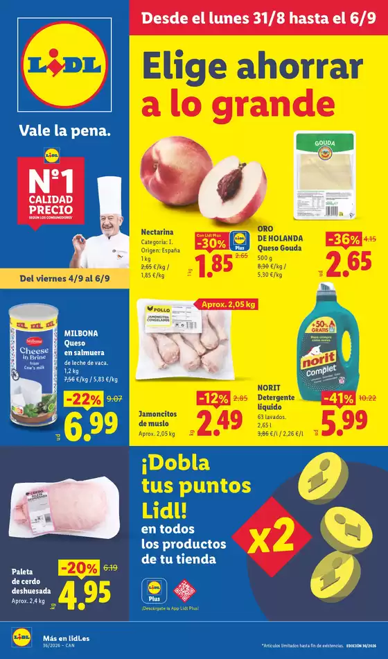 Catálogo Lidl en Aeropuerto Reina Sofía | № 1 PRECIO - Ofertas válidas del 31/08 al 06/09 | 2026-08-31T00:00:00.000Z - 2026-09-06T00:00:00.000Z