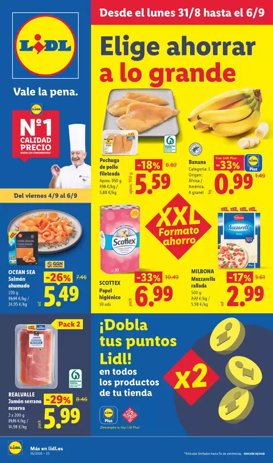 Catálogo Lidl en Cerdedo | № 1 PRECIO - Ofertas válidas del 31/08 al 06/09 | 2026-08-31T00:00:00.000Z - 2026-09-06T00:00:00.000Z