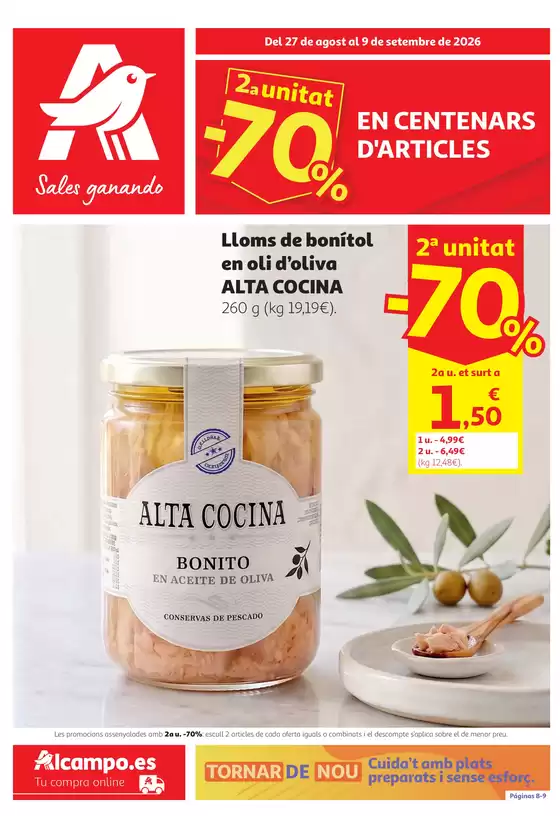 Catálogo Alcampo en Olerdola | 2a Unitat -70% En Centenars D'articles | 2026-08-27T00:00:00.000Z - 2026-09-09T00:00:00.000Z