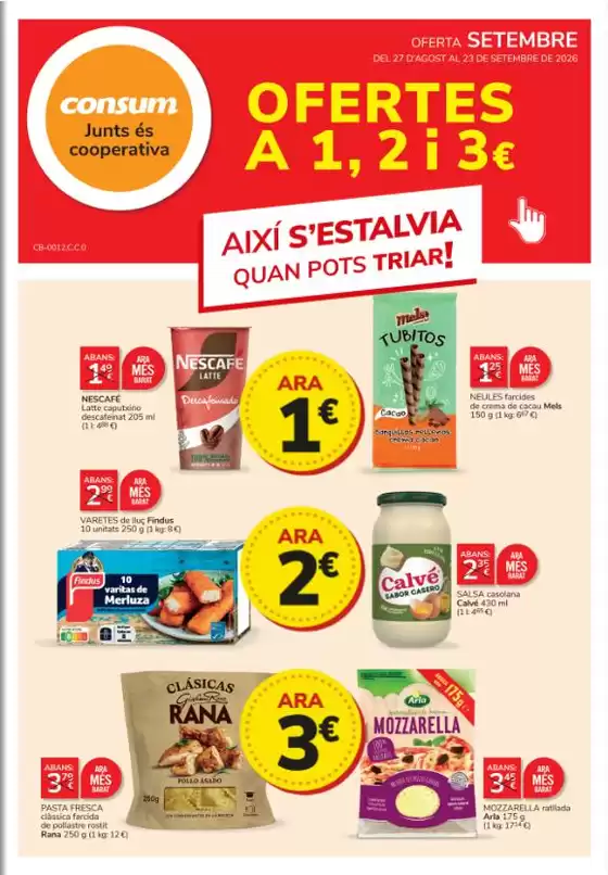 Catálogo Consum en Vilafranca del Penedes | Ofertes a 1, 2 i 3€ | 2026-08-27T00:00:00.000Z - 2026-09-23T00:00:00.000Z