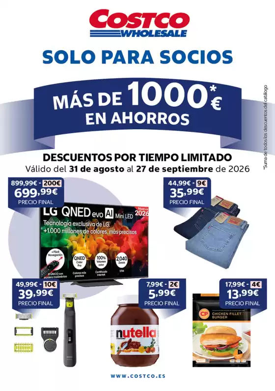 Catálogo Costco en Trasmiras | Más De 1000€ En Ahorros | 2026-08-31T00:00:00.000Z - 2026-09-27T00:00:00.000Z