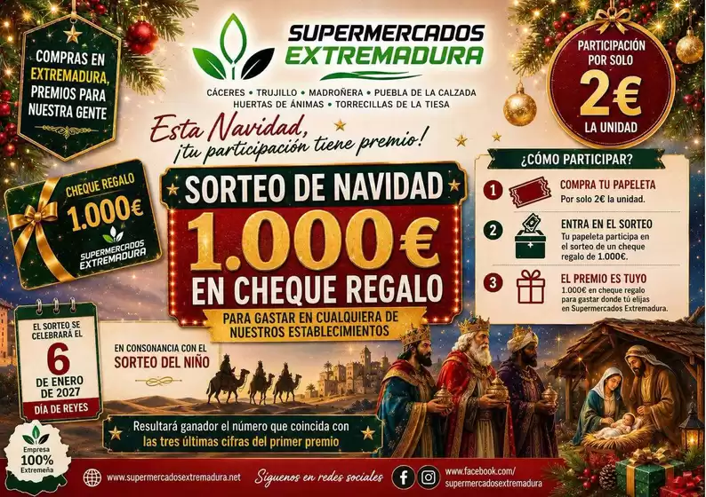 Catálogo Supermercados Extremadura en Trasmiras | Sorteo | 2026-09-01T00:00:00.000Z - 2027-01-06T00:00:00.000Z