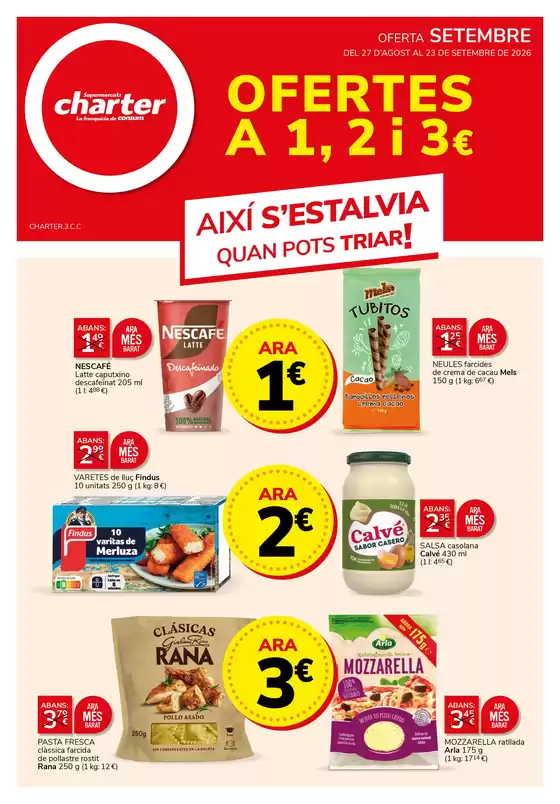 Catálogo Supermercados Charter | Ofertes A 1, 2 i 3€ | 2026-08-27T00:00:00.000Z - 2026-09-23T00:00:00.000Z