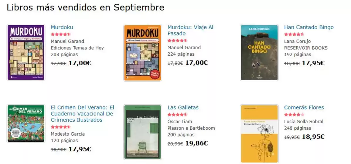 Catálogo Agapea en Mazarrón | Libros más vendidos en Septiembre | 2026-09-02T00:00:00.000Z - 2026-09-30T00:00:00.000Z