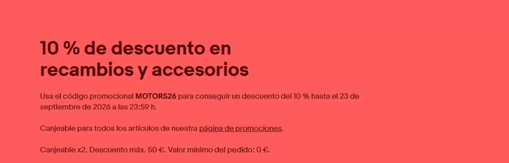 Catálogo eBay en Alcaracejos | 10% de descuento en recambios y accesorios | 2026-09-04T00:00:00.000Z - 2026-09-23T00:00:00.000Z