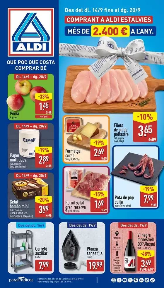 Catálogo ALDI en Les Franqueses del Vallès | ¡Qué poco cuesta comprar bien! | 2026-09-14T00:00:00.000Z - 2026-09-20T00:00:00.000Z