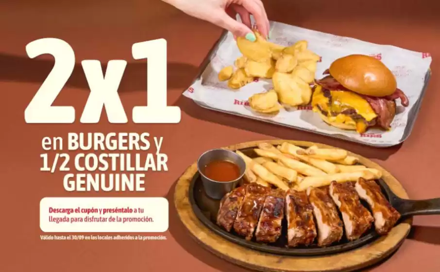 Catálogo Ribs | 2×1 En Burger Y 1/2 Costillar Genuine | 2026-09-10T00:00:00.000Z - 2026-09-30T00:00:00.000Z