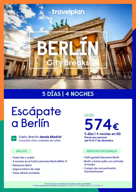 Catálogo Travelplan en Sartaguda | Escápate a Berlín | 2026-12-13T00:00:00.000Z - 2026-12-17T00:00:00.000Z
