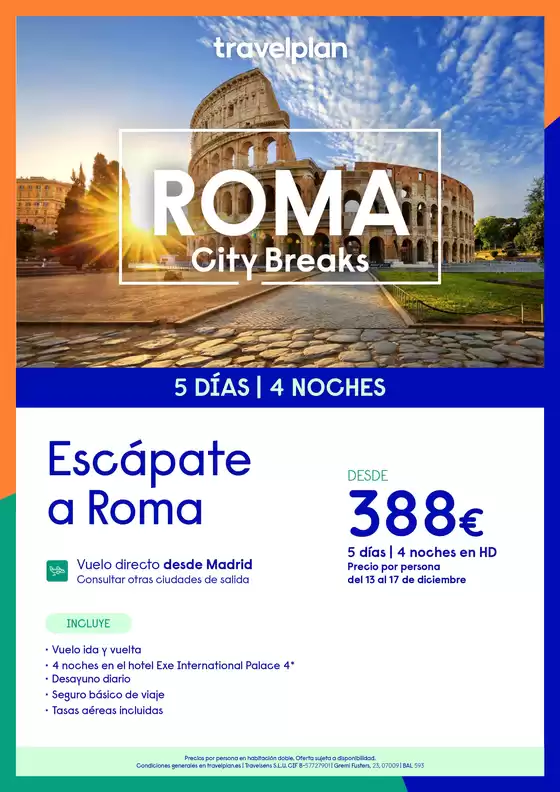 Catálogo Travelplan en Sartaguda | Escápate a Roma | 2026-12-13T00:00:00.000Z - 2026-12-17T00:00:00.000Z
