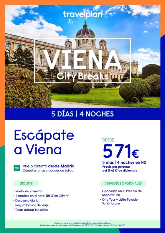 Catálogo Travelplan en Sartaguda | Escápate a Viena | 2026-12-13T00:00:00.000Z - 2026-12-17T00:00:00.000Z