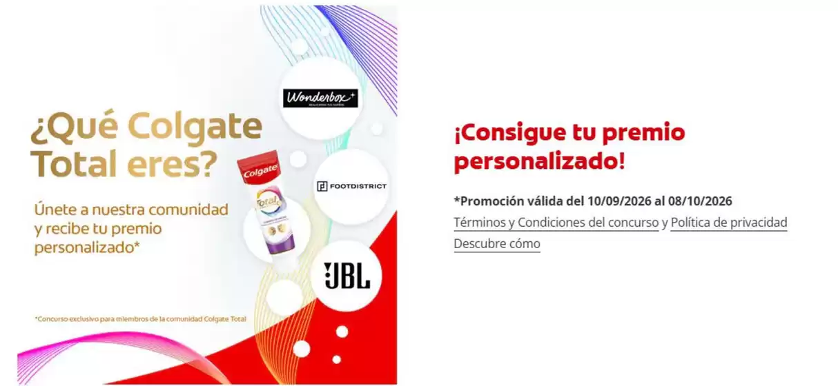 Catálogo Colgate | ¡Consigue tu premio personalizado! | 2026-09-15T00:00:00.000Z - 2026-10-08T00:00:00.000Z
