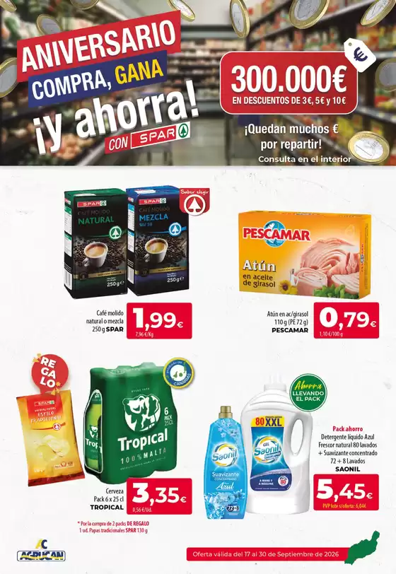 Catálogo SPAR Lanzarote | Aniversario Compra, Gana ¡Y Ahorra! | 2026-09-17T00:00:00.000Z - 2026-09-30T00:00:00.000Z