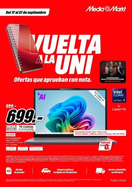 Catálogo MediaMarkt en Bollullos de la Mitación | Vuelta A La Uni | 2026-09-17T00:00:00.000Z - 2026-09-27T00:00:00.000Z